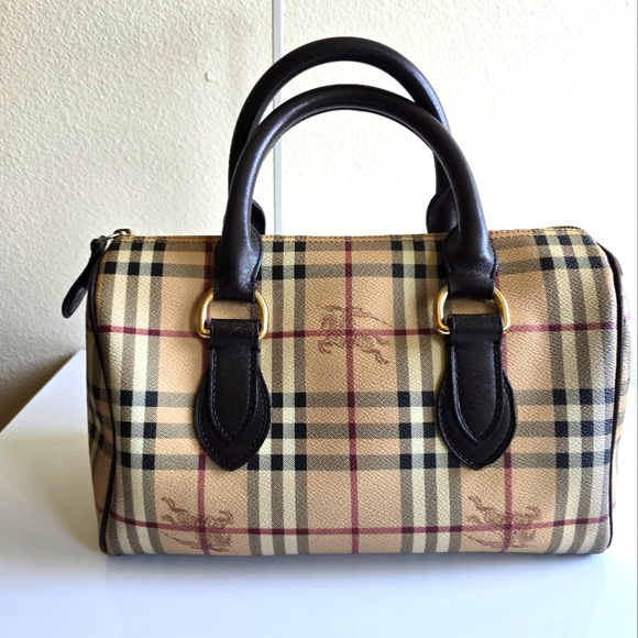 Burberry Handbags - Burberry Haymarket Check Boston Bag Brown